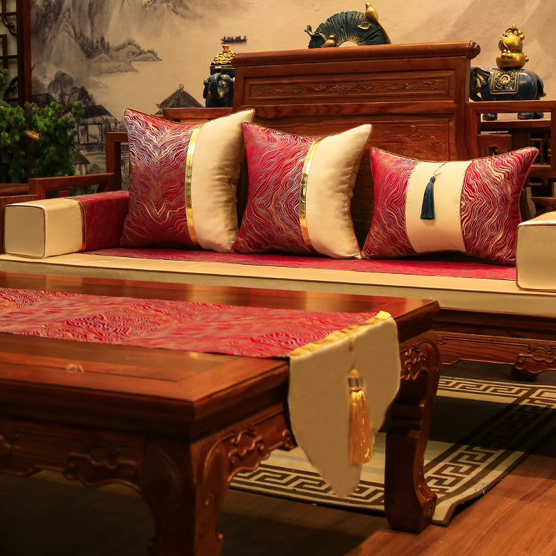 新中式红木沙发坐垫海绵实木椅子沙发垫罗K汉床垫子五件套定做夏