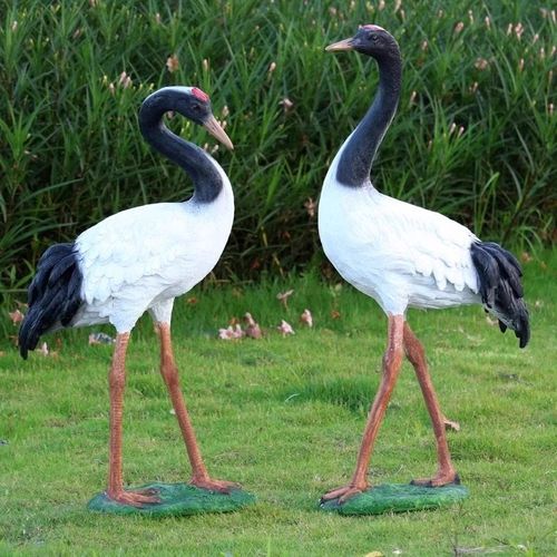 真仙鹤雕塑园林丹顶鹤摆件花园装饰别墅庭院池塘玻璃钢景观小品