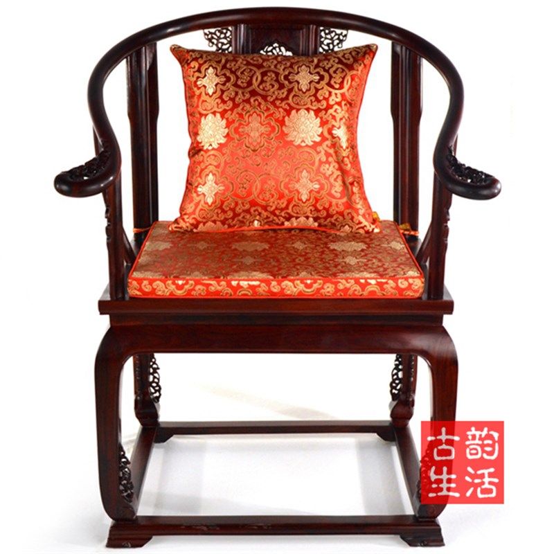 传统圈椅实木椅子垫防滑透气四季垫定做中式绸缎椰棕海绵沙发坐垫