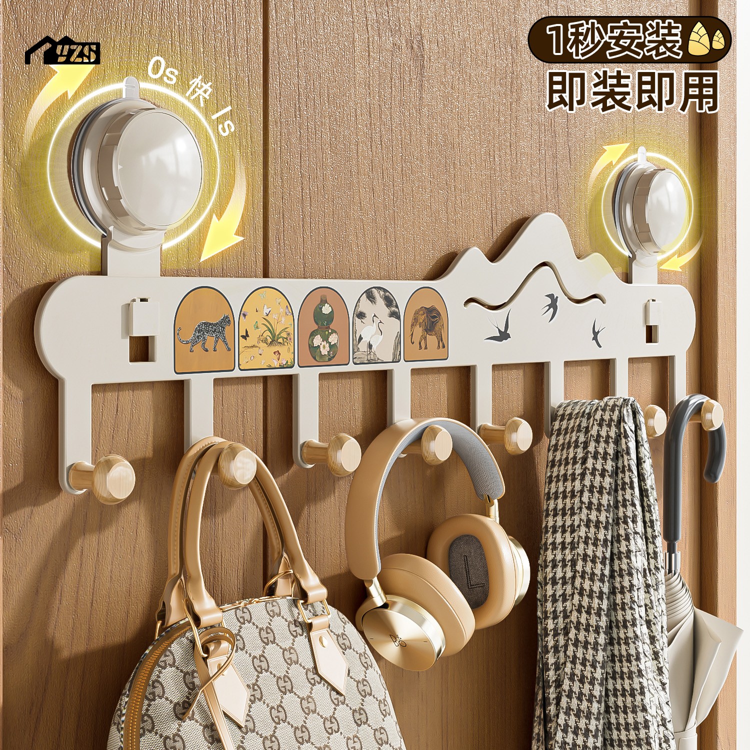 覆古吸盘门后挂钩免打孔承重入户门后挂衣架排式吊钩挂钩黏钩超强