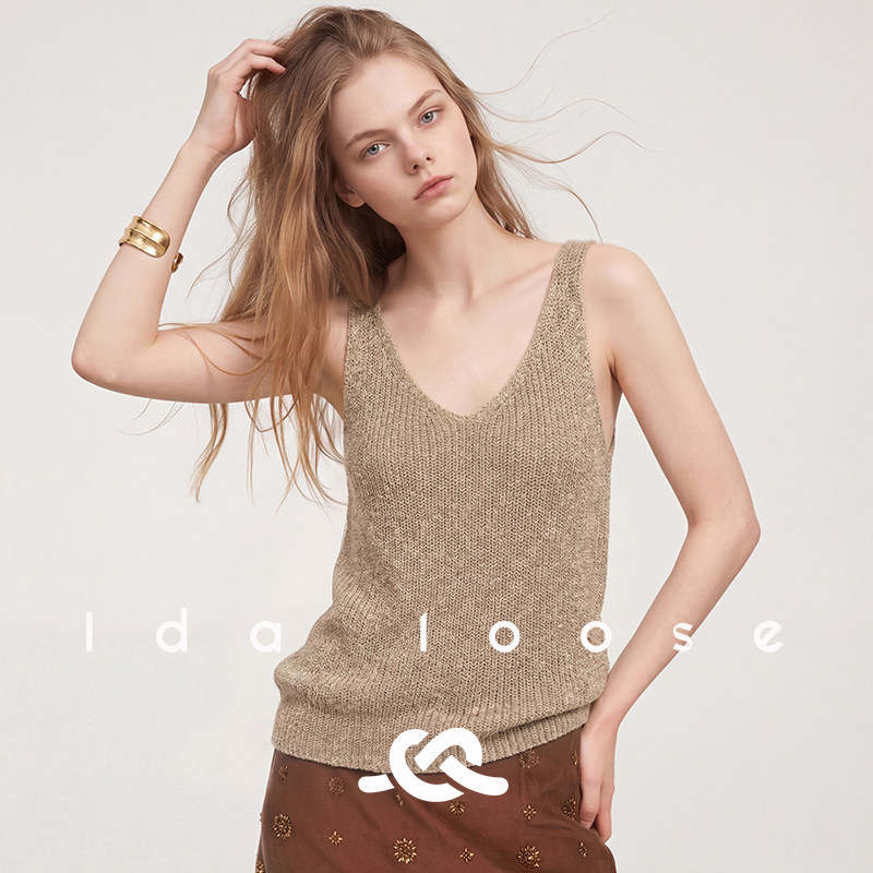 Ida loose慵懒夏日贵气流光金丝立体显瘦韩系背心吊带