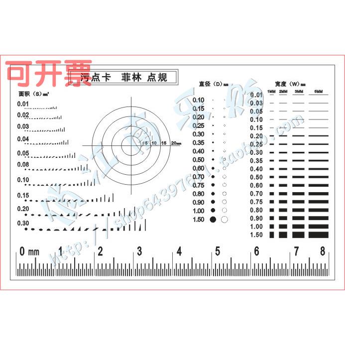 点规 精工计量比对卡线规 菲林尺污点比对卡 刮痕点线规83x55mm