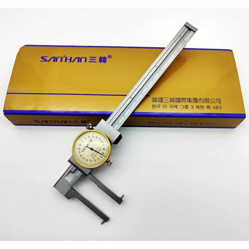韩国三韩圆柱头内沟槽带表卡尺150mm0.02 内槽油游标长爪内径内测