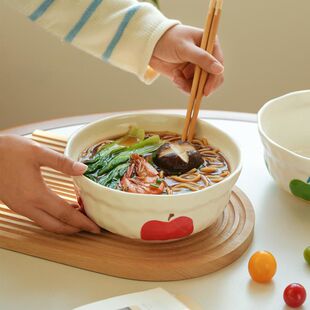 肆月家用泡面陶瓷可微波釉下彩高颜值汤面碗条拉新款大碗水煮鱼盆