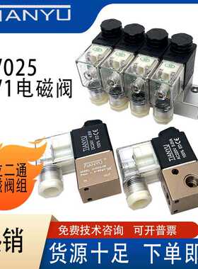 2V025-08一进一出换向电磁阀3V106空压机专用款DC24v线圈电磁阀组