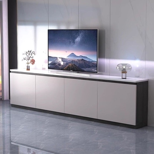 岩板电视柜现代简约家用客厅落地小户型60cm高款地台白色实木