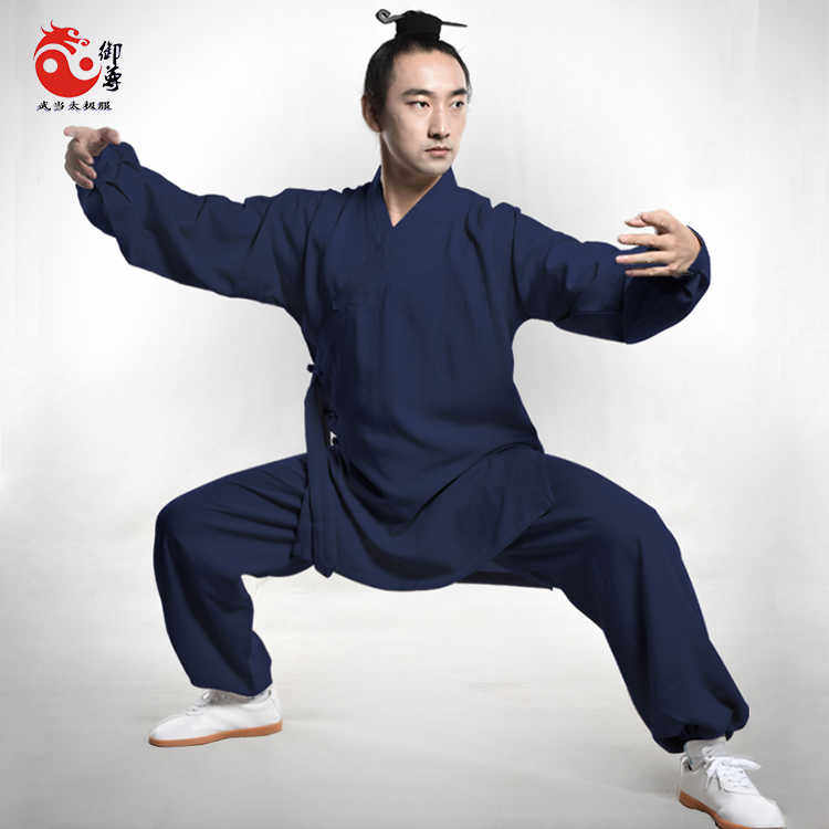 太极拳练功服男亚棉麻2025春季新款道袍衣服武术运动服装太极服女