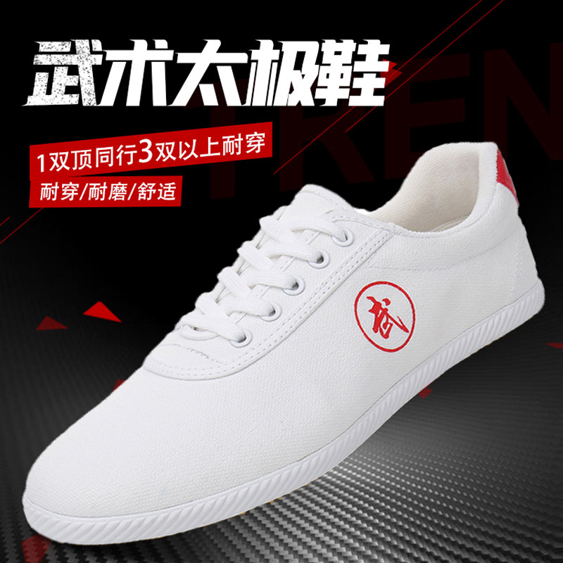 鲁泰双星武术太极鞋男女防滑帆布练功鞋儿童武术表演训练小白鞋子