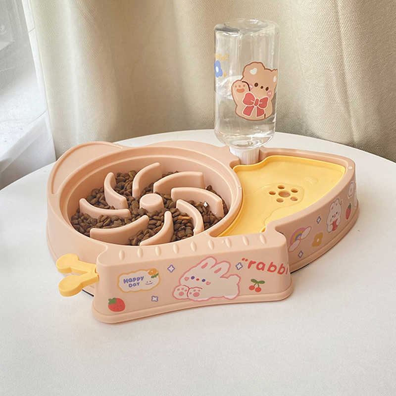 慢食碗狗猫咪防噎饭盆宠物缓食盆狗狗饭盆喝水一体狗盆狗碗二合一