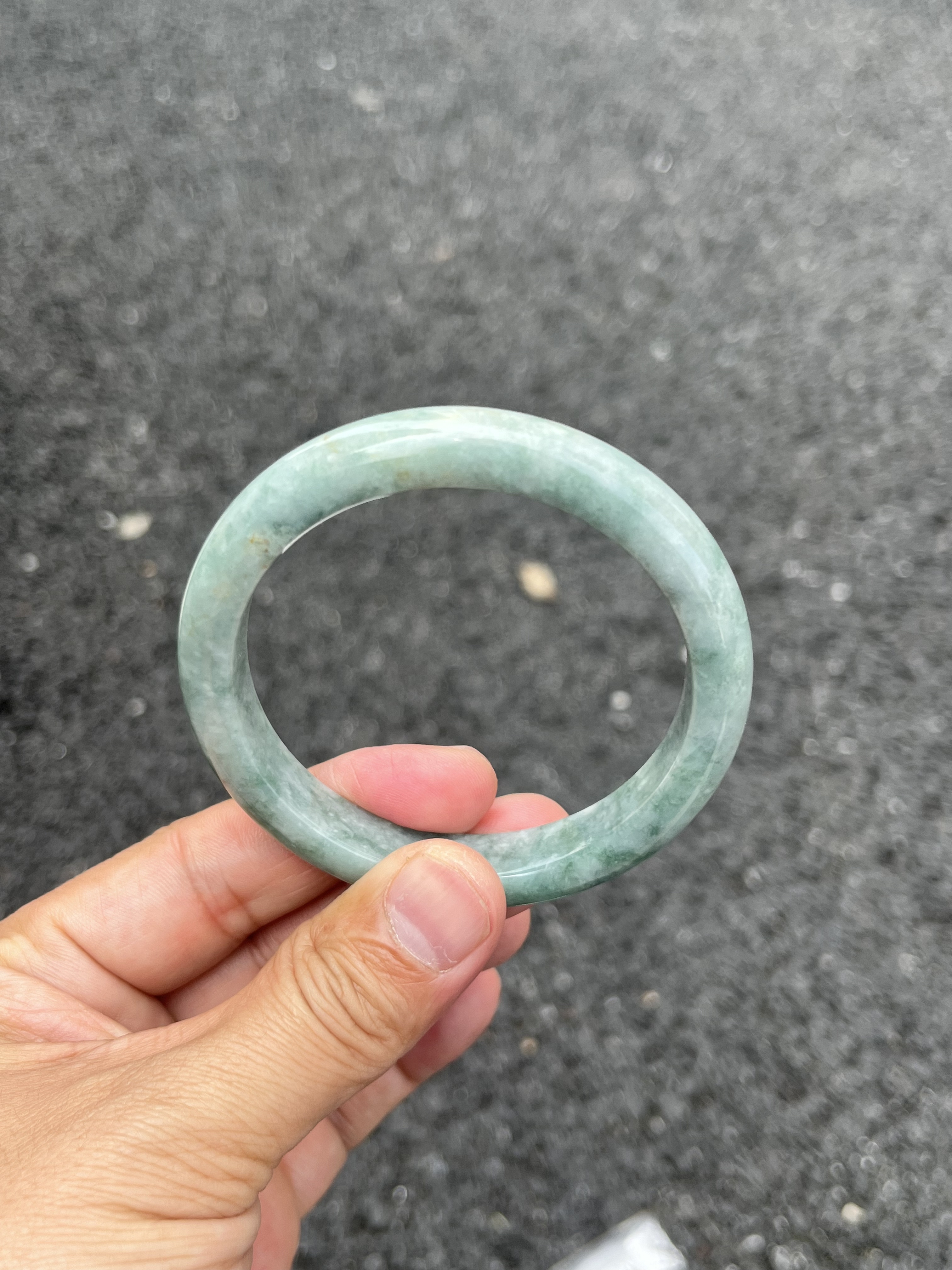 【特价】1119-0906天然A货翡翠手镯57圈蓝绿底满色洒金有纹