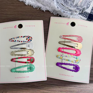 【现货】韩国PomPom进口发饰女团发夹撞色水滴bb夹基础款掰掰夹