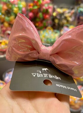 BebePrince韩国进口女童公主发饰珠光亮面漆皮立体蝴蝶结鸭嘴夹