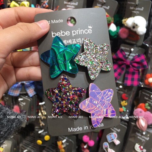 【现货】bebe prince正品儿童镭射星星亮片刘海夹发夹mini鸭嘴夹