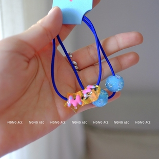 【现货】pompom正品韩国代购女童爆闪球球彩色星星撞色头绳发圈