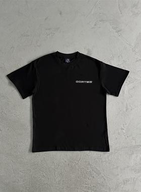 Corteiz新款美式街头徽章3D黑色短袖圆领字母印花暴躁蜜蜂白色T恤
