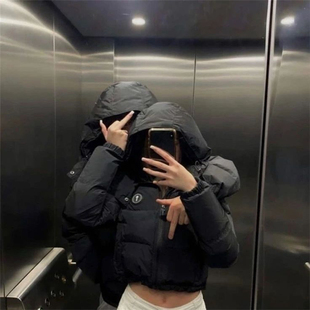 Trapstar秋冬季新款时尚反光刺绣美式宽松女生夹克可拆卸帽子外套