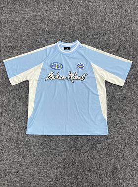 Broken Planet 新款时尚百搭休闲蓝色短袖夏季流行宽松22号球衣潮