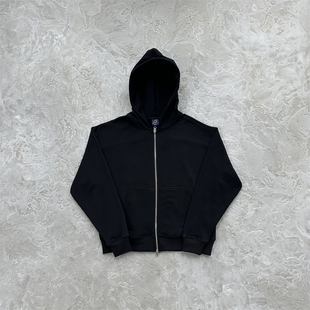 Corteiz 秋季新款时尚百搭休闲混合提花针织拉链黑色连帽衫男女款