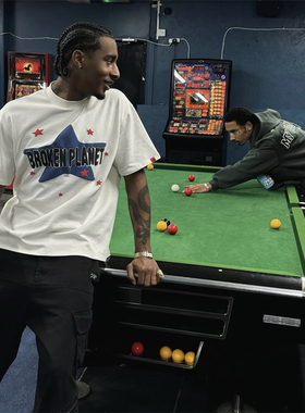 Broken Planet夏季时尚百搭蓝色五角星圆领短袖男女休闲高质量T恤