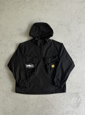 Corteiz Slant pocket military black jacket 新款时尚黑色风衣