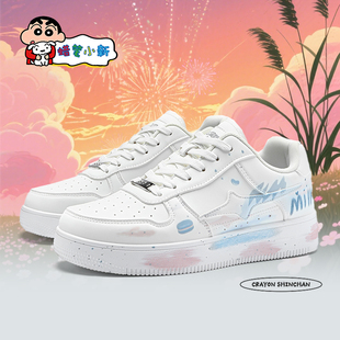蜡笔小新鞋子男白粉情侣空军一号板鞋春夏新款厚底增高低帮休闲鞋