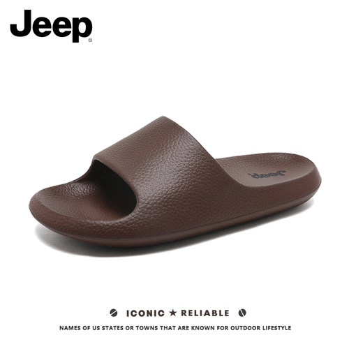 JEEP拖鞋家用居家防水皮面一字拖