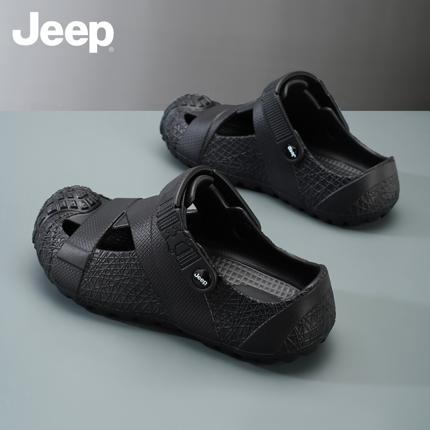 JEEP/吉普洞洞凉鞋男新款夏季包头拖鞋男士开车涉水运动沙滩凉鞋 - 实物图