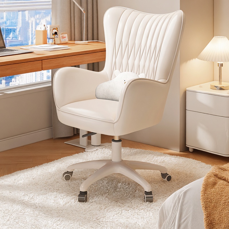 奶油风电脑化妆椅家用真皮沙发椅