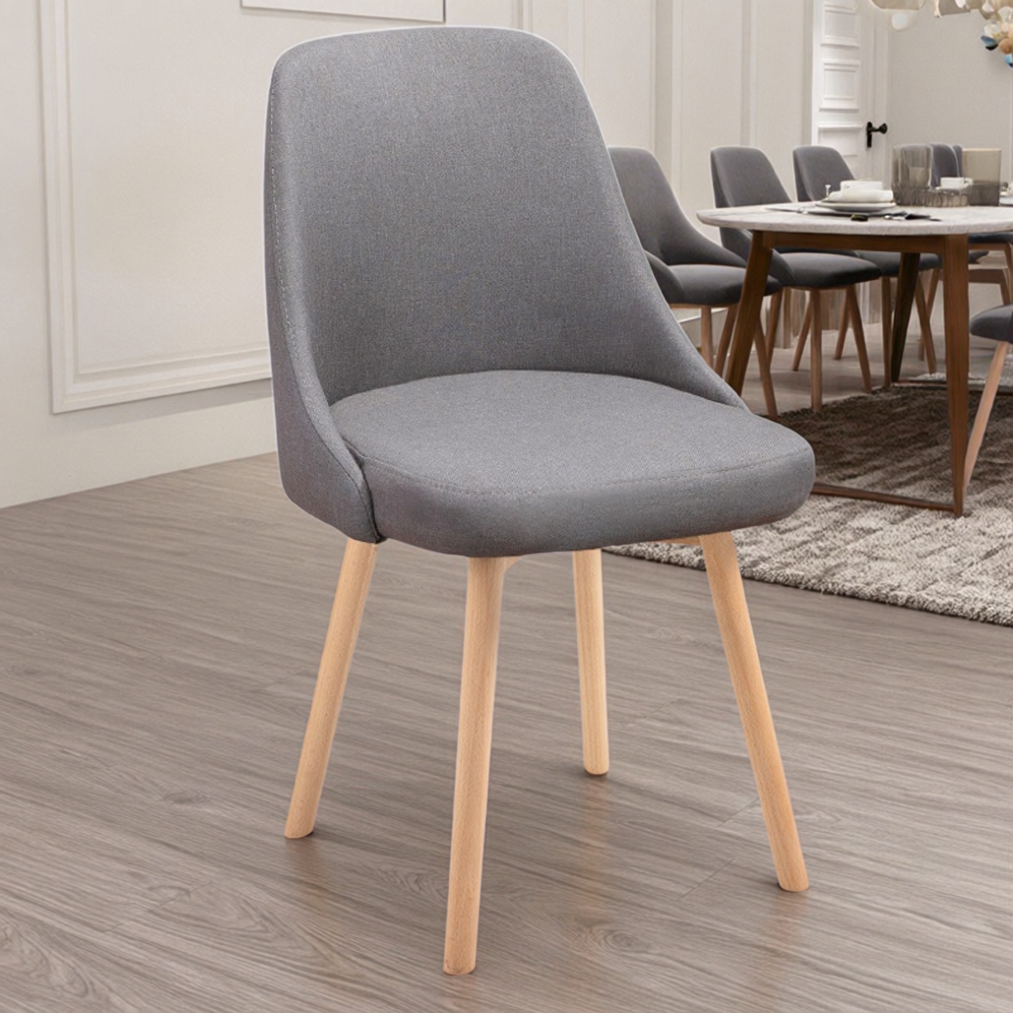 简约实木餐厅餐桌椅子北欧奶油风