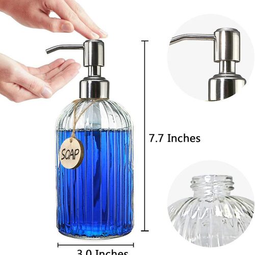 hand soap glass bottle北欧美式竖纹玻璃洗手液按压式空瓶皂液瓶