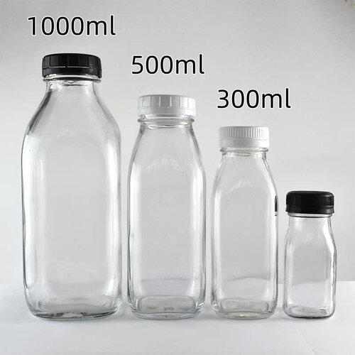 Juicebottling bottle食品级自制果汁奶茶透明分装玻璃瓶密封性好