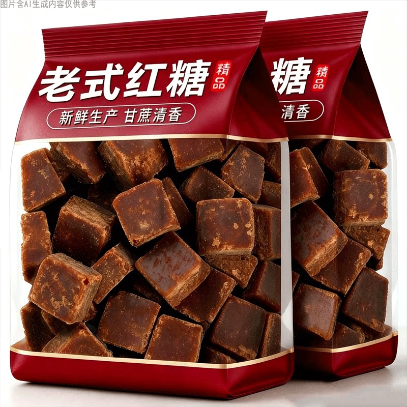 甘蔗老红糖块原汁原味古法红糖方块农家熬制冲泡红糖水原料袋装
