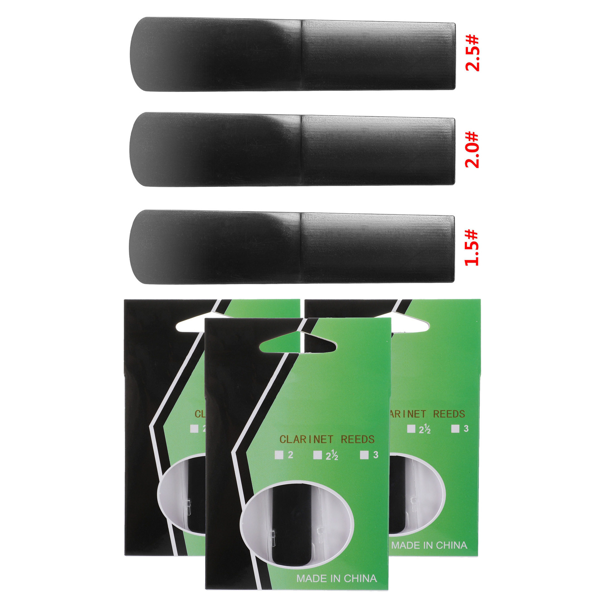 3片装单簧管树脂哨片 黑管号嘴哨片(硬度 1.5 + 2.0 + 2.5)