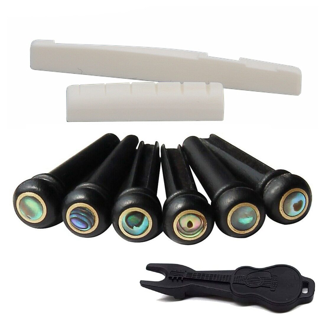 6支 民谣吉他 嵌鲍鱼点乌木弦钉+牛骨上下枕+起钉器（H-06）