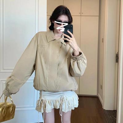美式复古卡其色外套女早初秋季宽松休闲高级感独特超好看夹克上衣