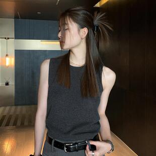 洛边基础实穿 显瘦针织内搭打底吊带夏上衣百搭 亚麻天丝背心修身