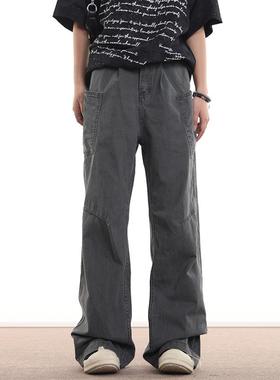 0123Start 灰色工装裤男女宽松美式高街cleanfit多口袋休闲直筒裤