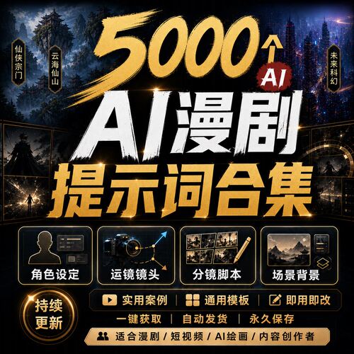 【2026】AI漫剧提示词合集短剧指令大全角色运镜分镜背景即梦可灵