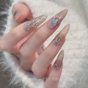 魔镜童话显白长杏仁布拉契提闪烁粉可拆手工假指甲贴甲片穿戴美甲