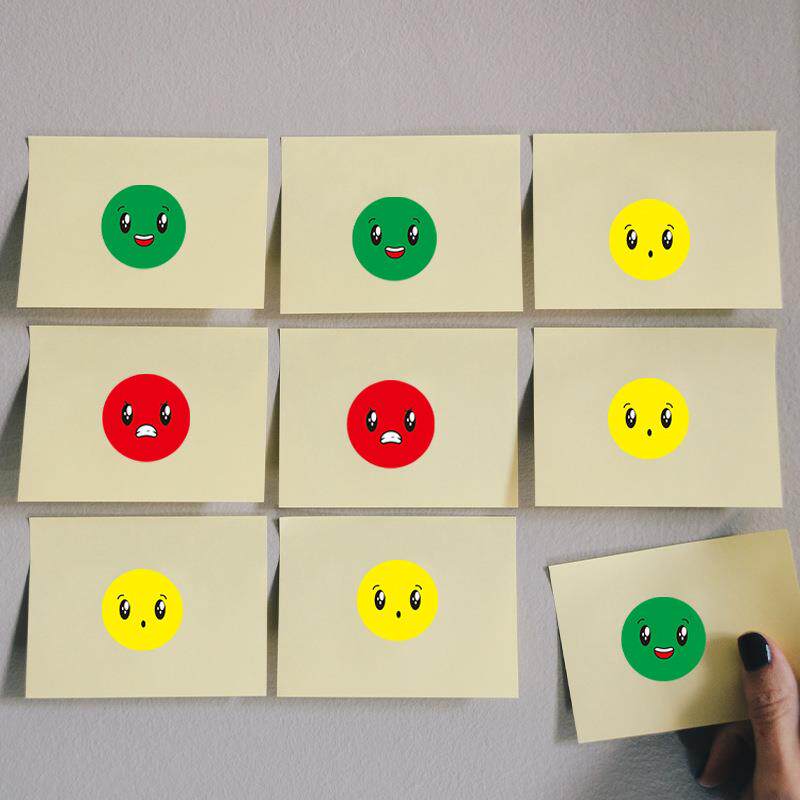 5 厘米快乐/悲伤笑脸贴纸 - 红色/黄色/绿色,每包 1200 个