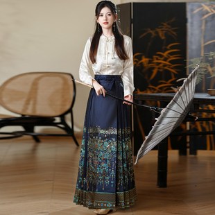 速发新中式国风马面裙套个成人可以穿上班的改款汉服日常良小装子