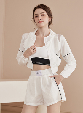 速发T54005运动健身时尚休闲宽松身晒外套防防瑜伽健晒套装