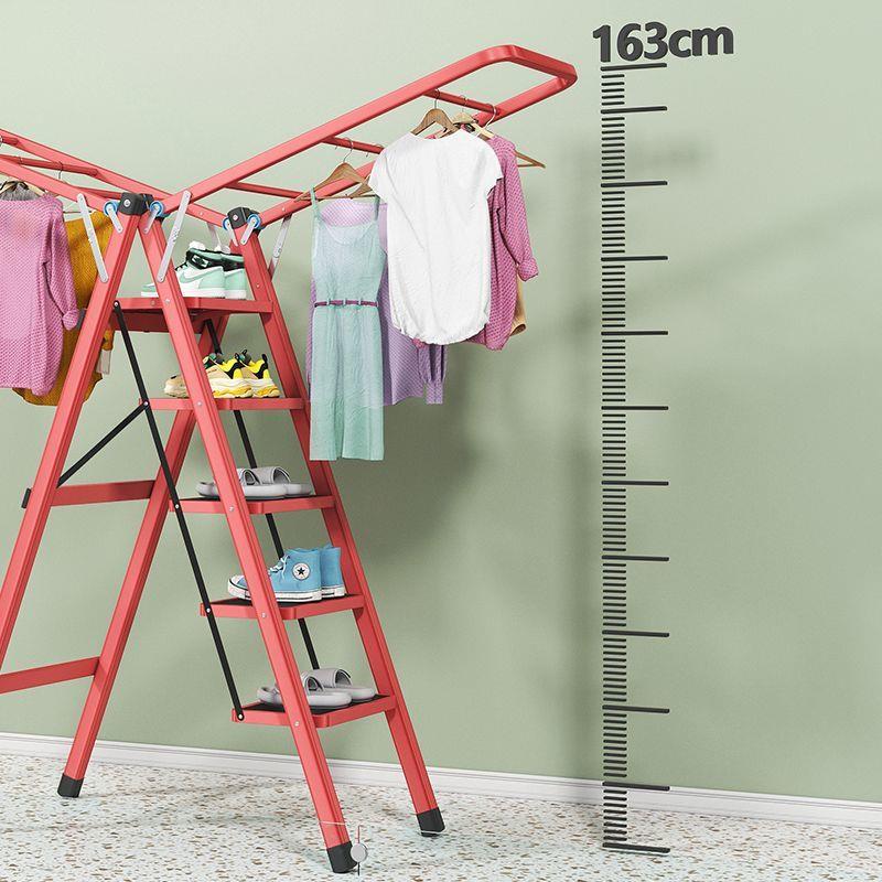 置地梯子晾衣架多功能两用免安装可折叠三四五步踏板梯子晾衣架艺