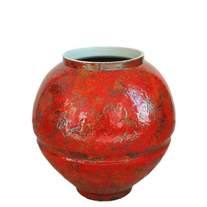 景红CFD观园装饰林插花件石榴色大型月亮罐陶瓷落地花瓶油摆画罐,家居饰品,花盆,淘宝优惠券,粉丝福利购,淘宝优惠卷