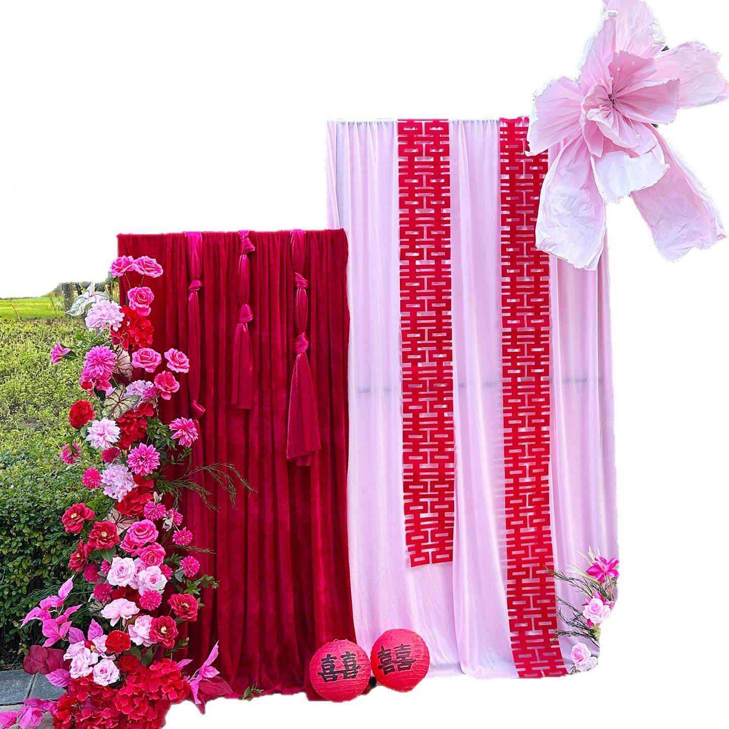 小庭红书同款结婚装户外院迎饰宾背景墙婚礼氛花围感布幔仿小红书,节庆用品/礼品,陪嫁用品套装,淘宝优惠券,粉丝福利购,淘宝优惠卷