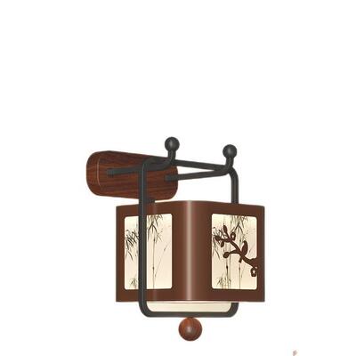 宋代美学餐厅吊灯中古风胡桃木色复古新中式茶室书房布艺装饰壁灯