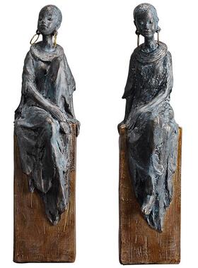 式美风格仿古非洲人关物艺术摆客件厅电X8232视柜玄台家居装饰品