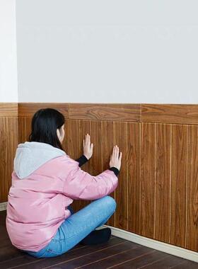 木纹立体3D装墙贴自粘墙纸壁纸卧室客电视背景厅xez/9X+3墙防水防