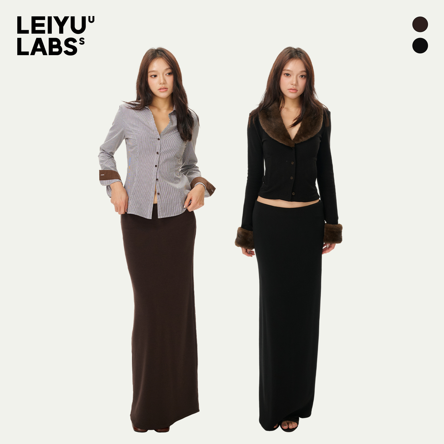 LEIYU LABS针织磨毛半身裙女冬2025年新款高弹包臀裙垂感半身长裙