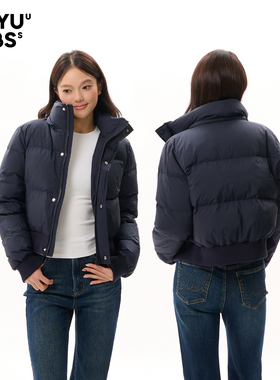 LEIYU LABS连帽短款羽绒服女2025年冬季新款加厚白鸭绒面包服外套